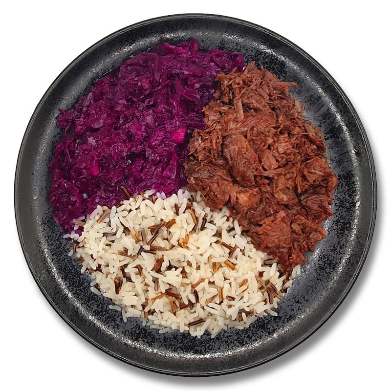 Pulled Beef, Rice & Red Cabbage
